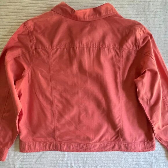 Size XL Linden Hill Coral Floral Embroidered Button Down Jacket - Picture 7 of 7